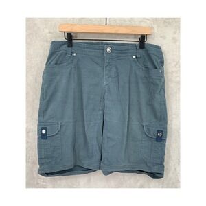 KUHL Shorts Womens 14 Green Blue Cargo Hiking Outdoor Stretch 11" Bermuda